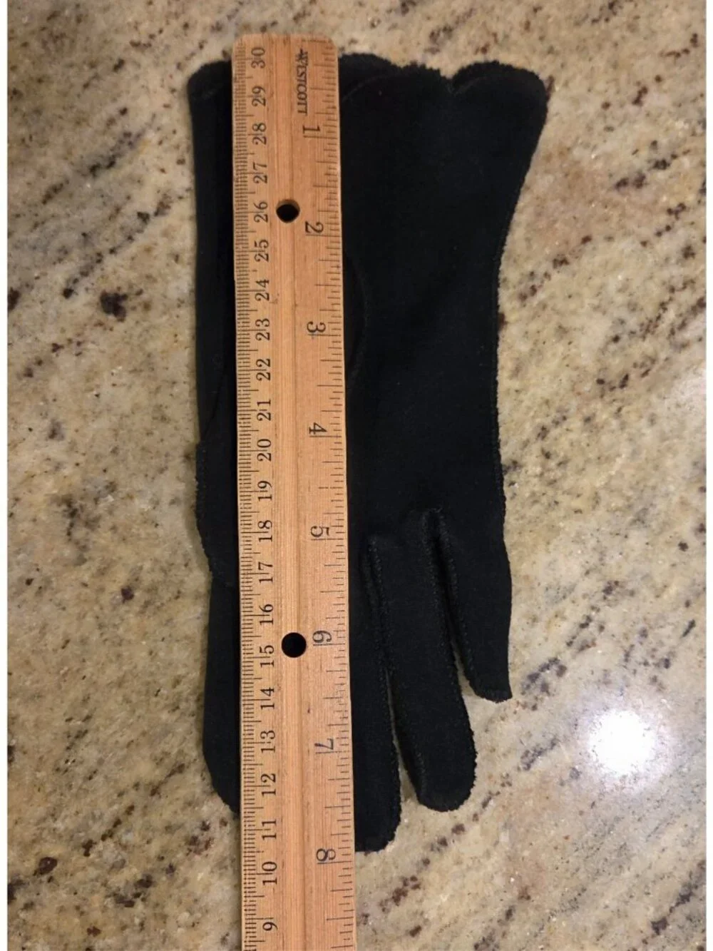 Vintage Womens Size M Black Cotton Stretch Formal Gloves Scallop Edge